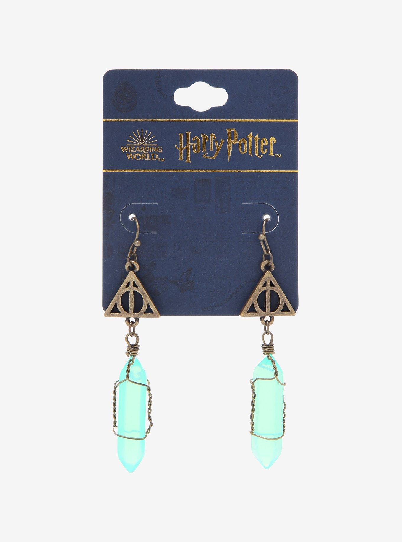 Harry Potter Deathly Hallows Crystal Drop Earrings, , alternate