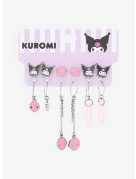 Kuromi Skulls & Faux Crystal Earring Set, , hi-res