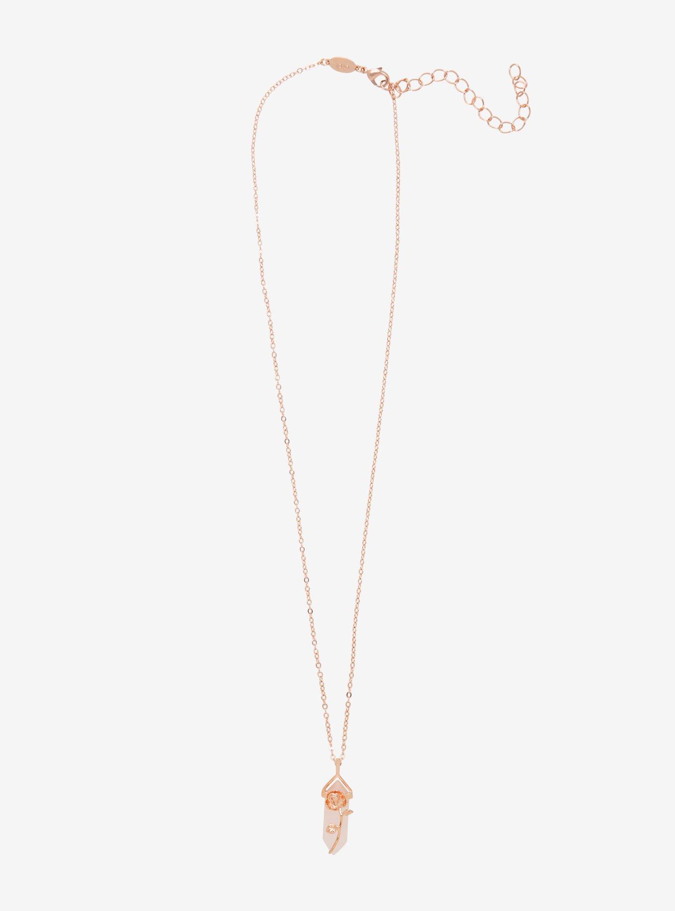 Disney Beauty And The Beast Rose Crystal Necklace, , alternate