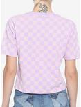 Pink & Lavender Checkered Girls Boxy Crop T-Shirt, CHECKERED, alternate