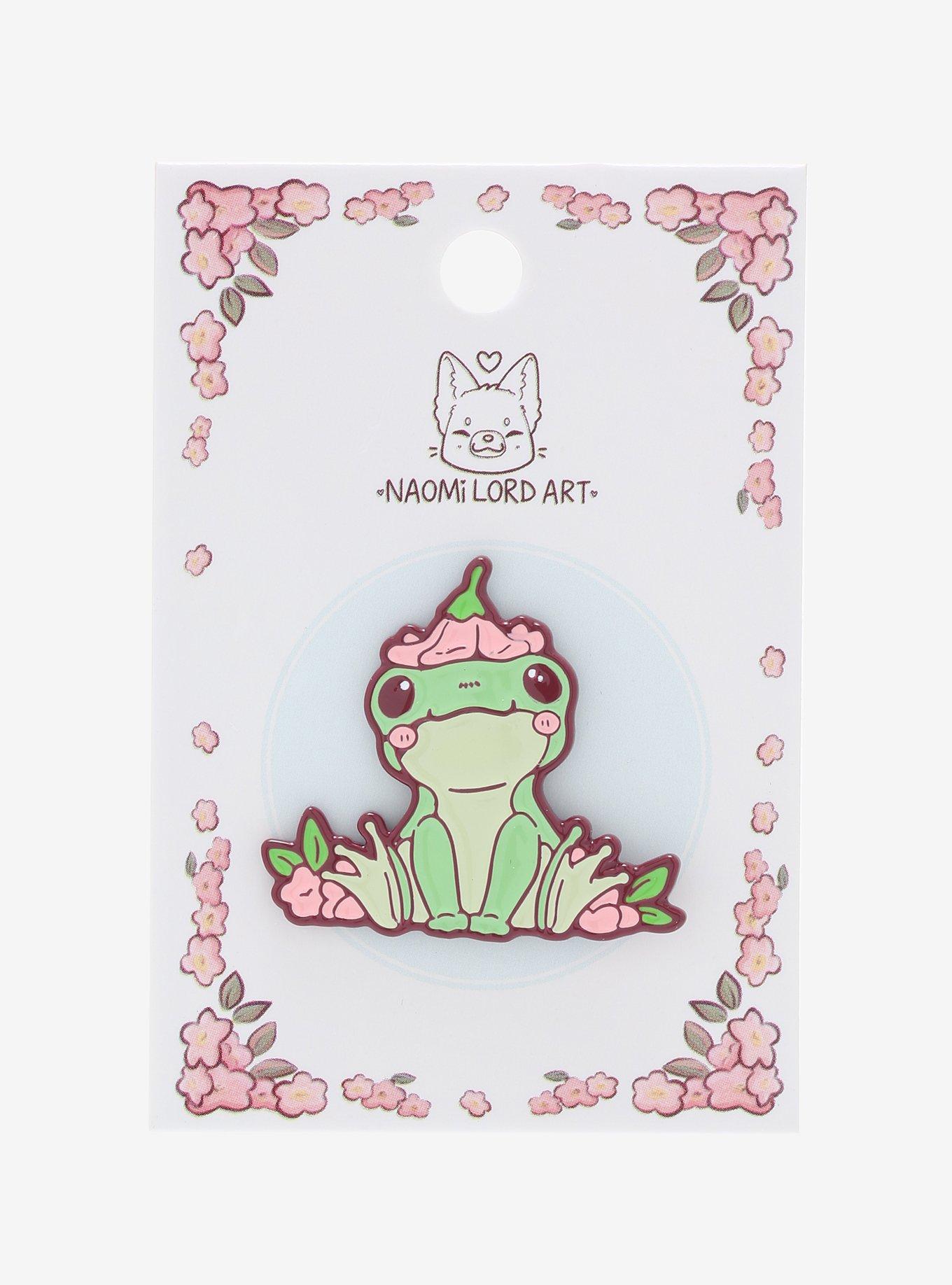 Pastel Frog Flowers Enamel Pin By Naomi Lord Art, , alternate