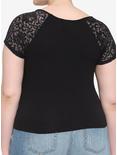Black Rose Lace Girls Crop Top Plus Size, BLACK, alternate