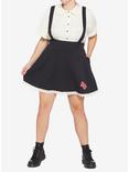 Mushroom Patch Suspender Skirt Plus Size, BLACK, alternate