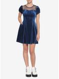 Blue Velvet & Lace Sweetheart Dress, BLUE, alternate