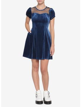 Blue Velvet & Lace Sweetheart Dress, , hi-res