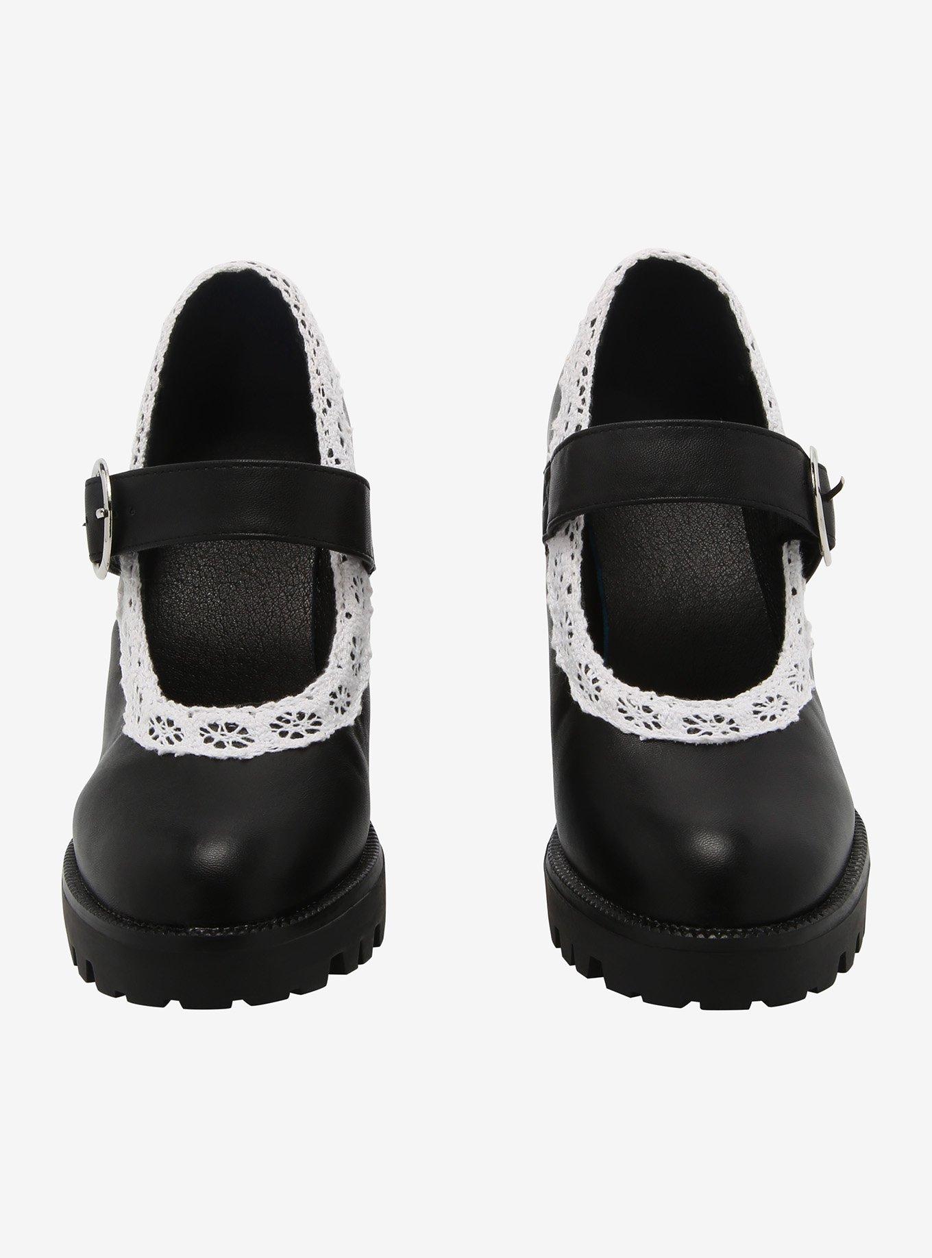 Black White Lace Platform Mary Janes, MULTI, alternate