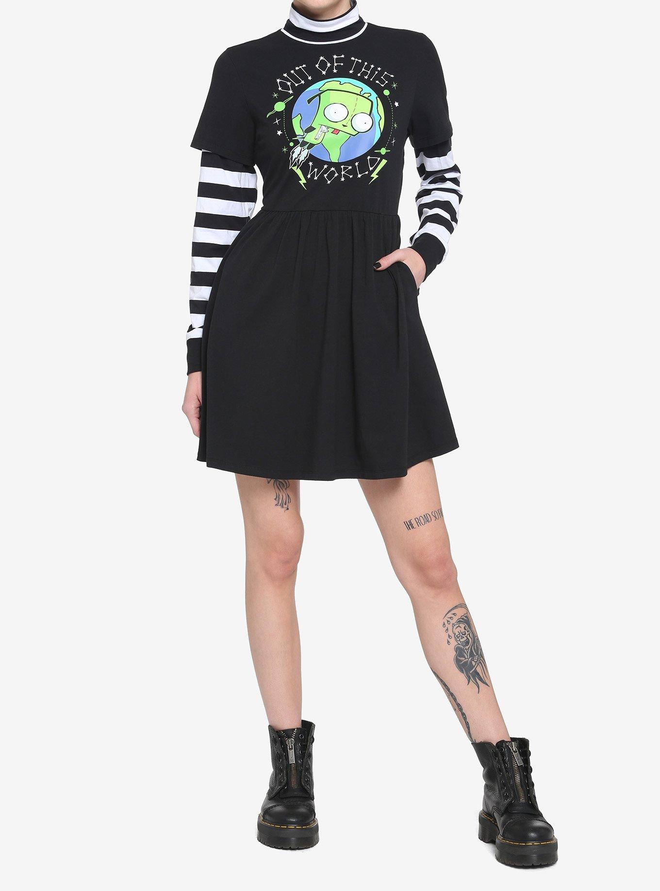 Invader Zim GIR Stripe Twofer Dress, MULTI, alternate