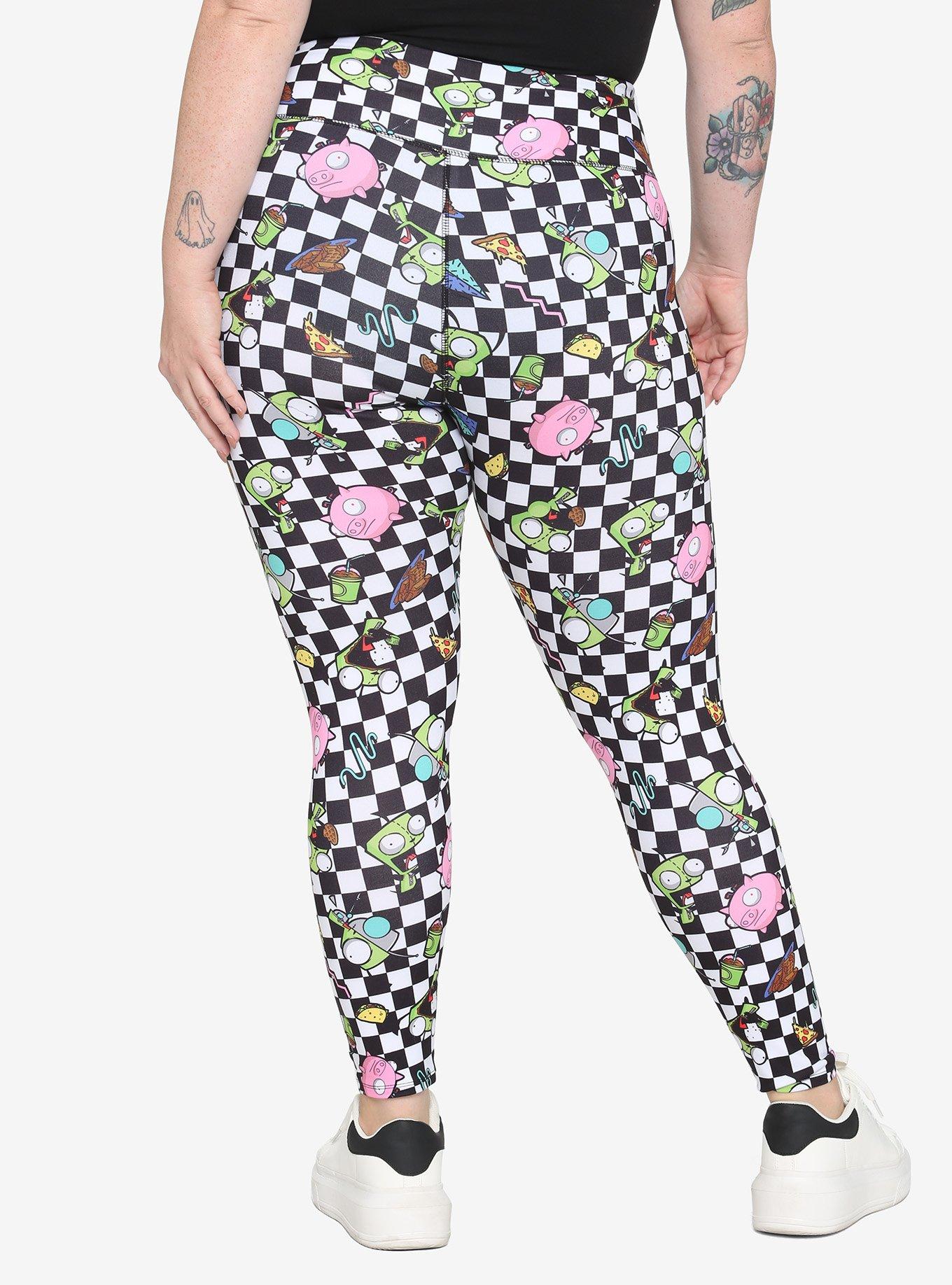 Invader Zim GIR & Snacks Checkered Leggings Plus Size, MULTI, alternate