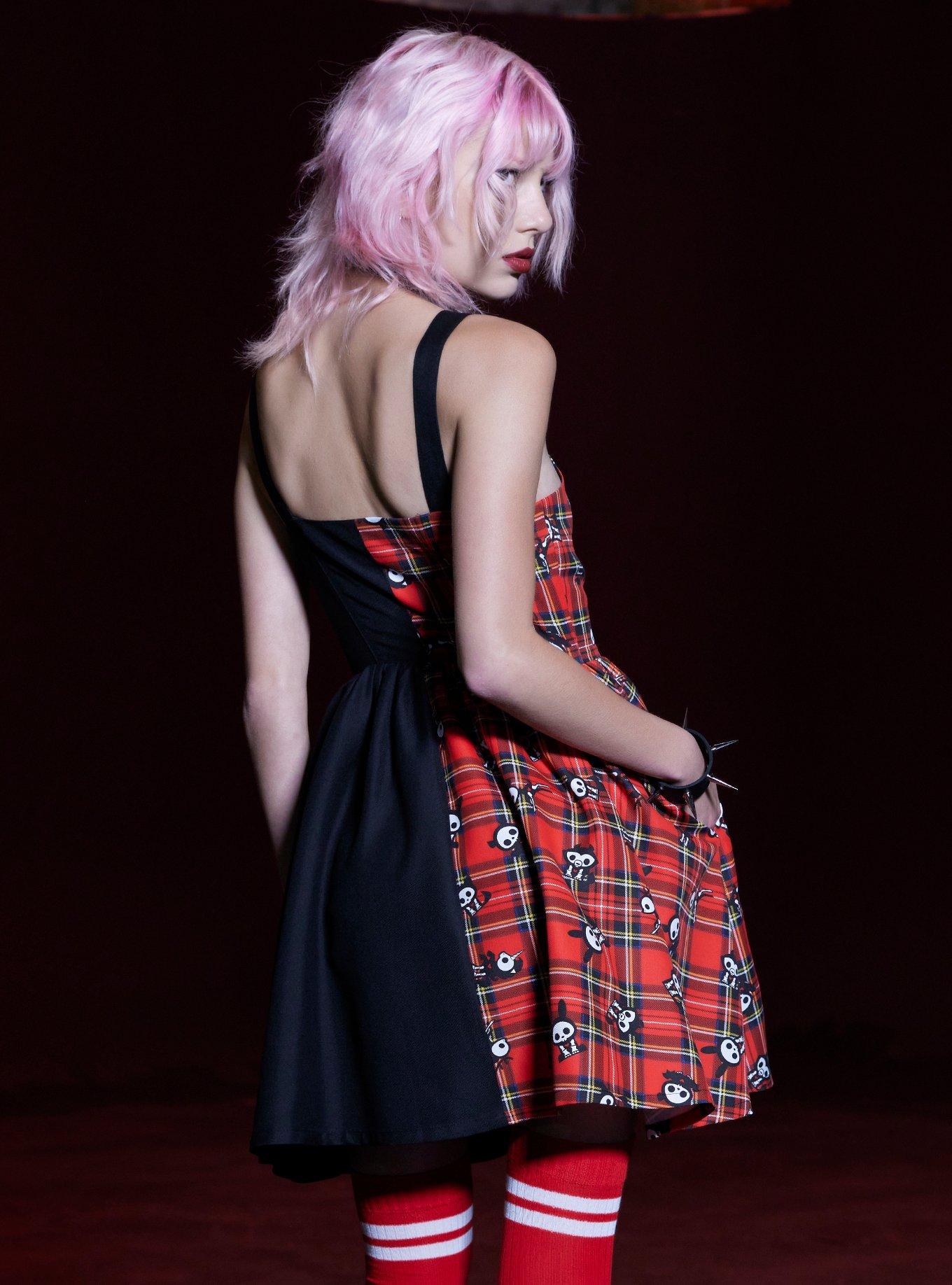Skelanimals Plaid Split Dress, MULTI, alternate