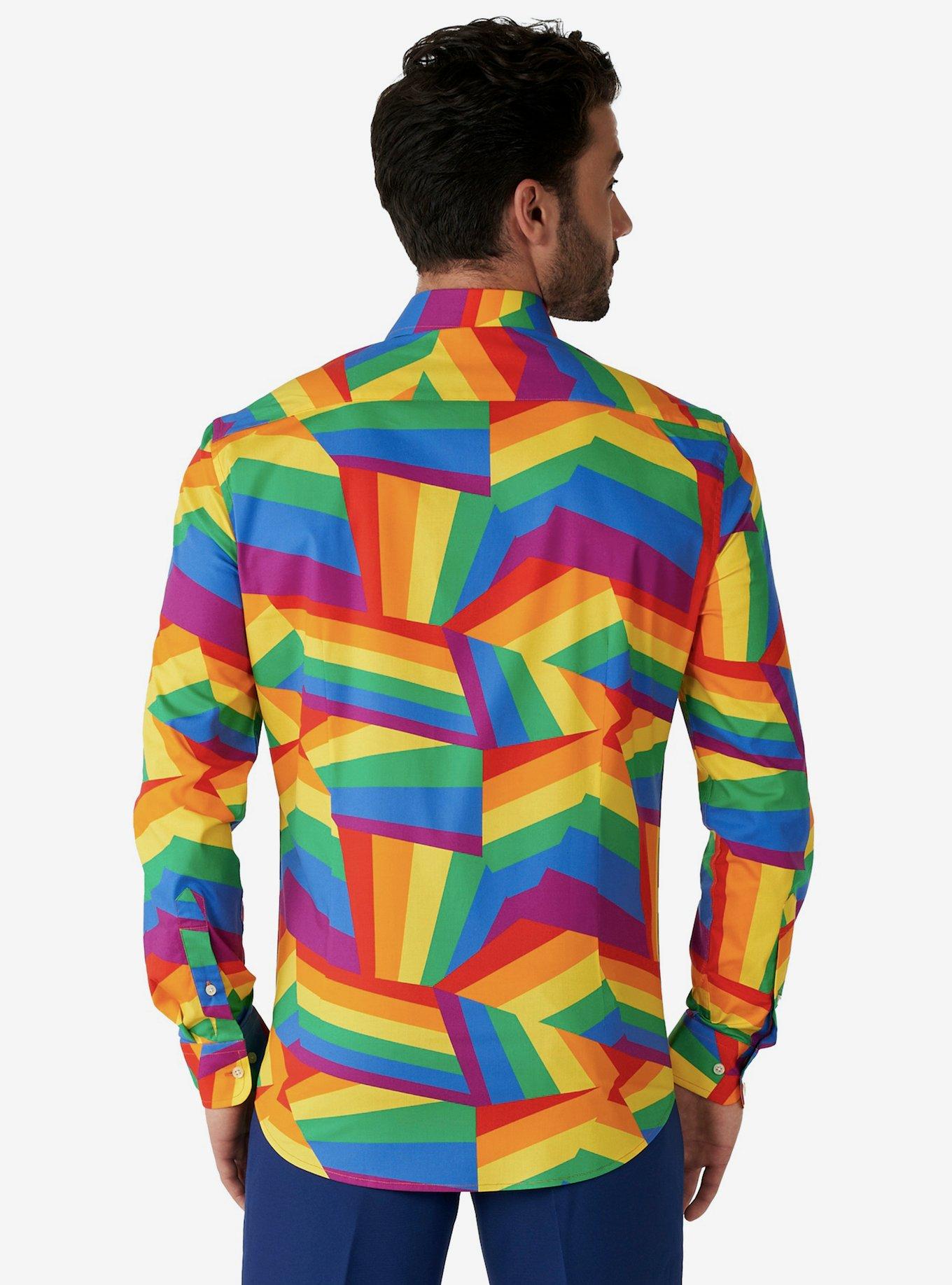 Zig Zag Rainbow Woven Button-Up, , hi-res