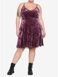 Purple Velvet Crystal Charm Dress Plus Size, BURGUNDY, alternate