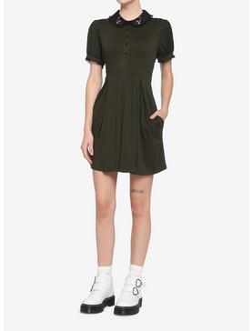Forest Green Embroidered Collar Dress, , hi-res