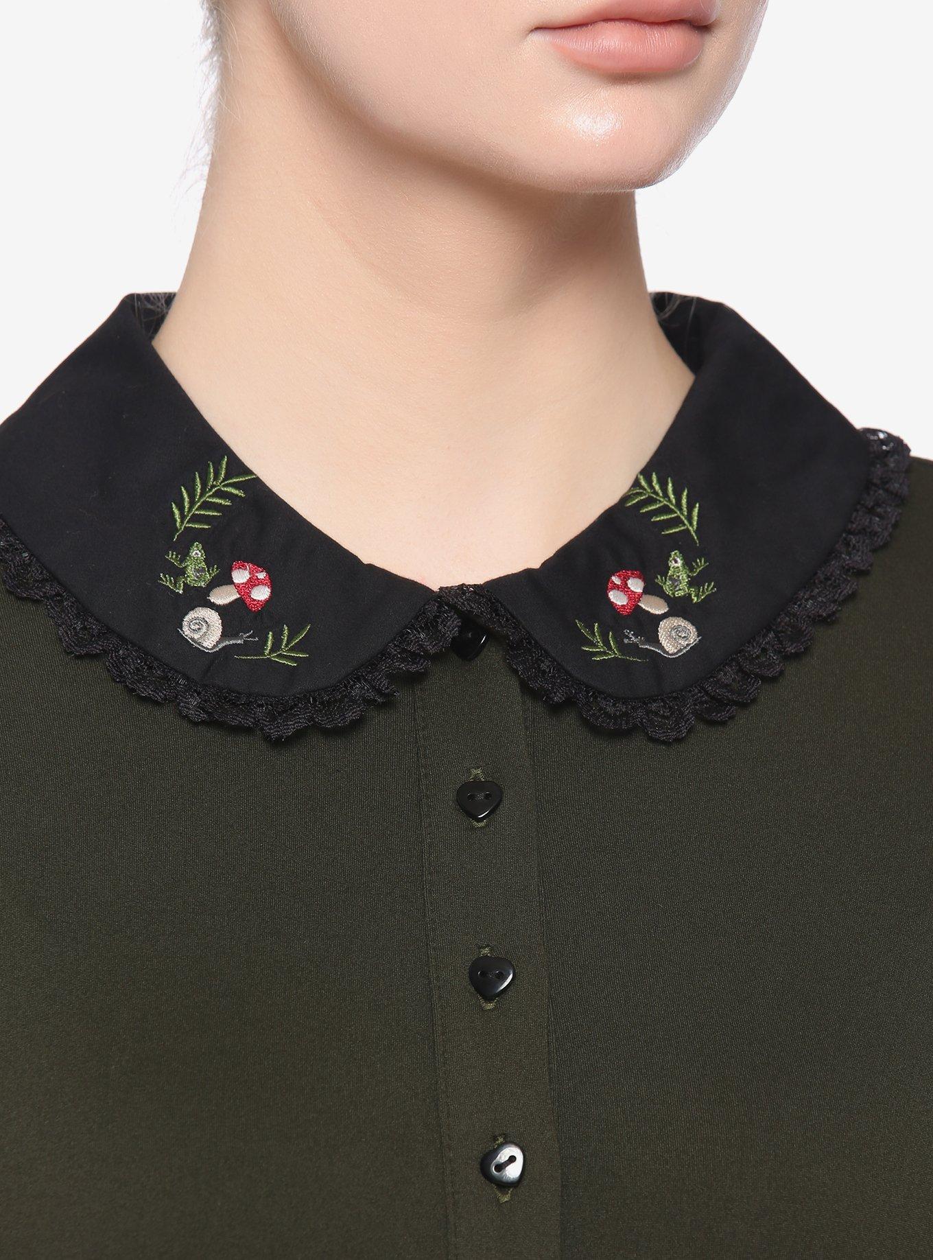 Forest Green Embroidered Collar Dress, FOREST GREEN, alternate