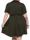 Forest Green Embroidered Collar Dress Plus Size, FOREST GREEN, alternate