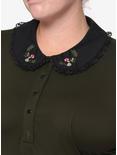 Forest Green Embroidered Collar Dress Plus Size, FOREST GREEN, alternate