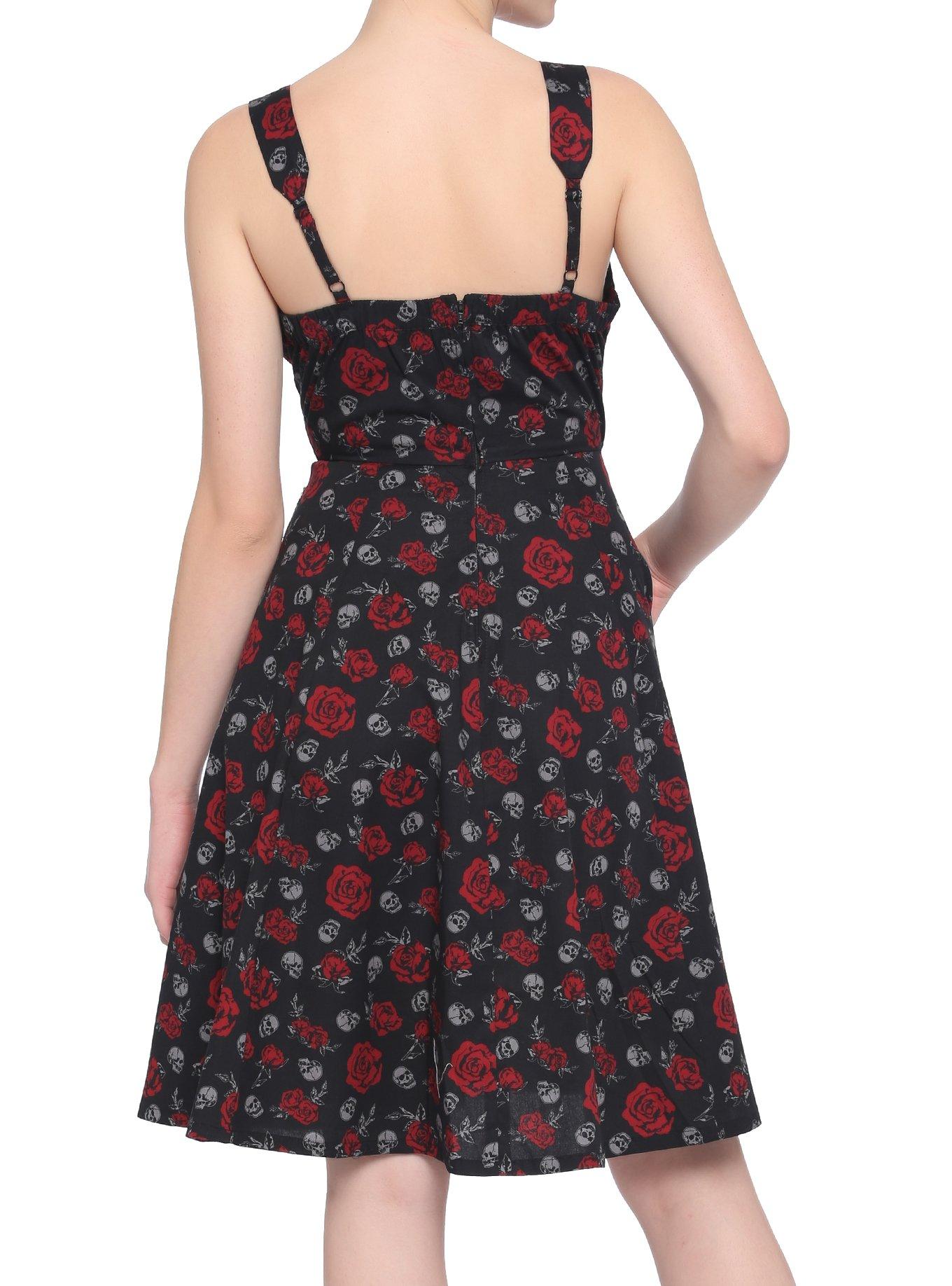 Skulls & Red Roses Retro Dress, SKULL ROSES, alternate