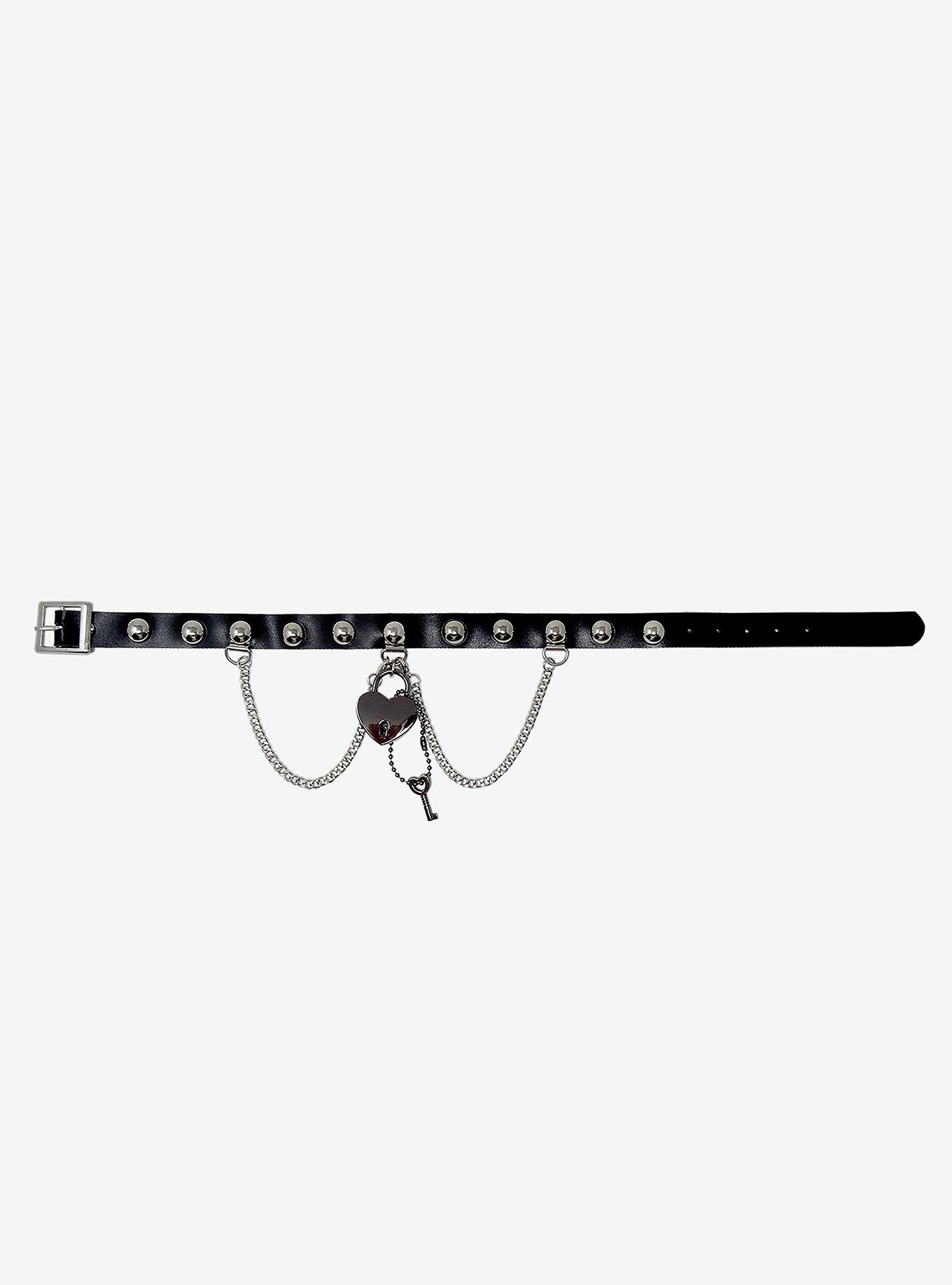 Heart Lock & Key Choker, , alternate