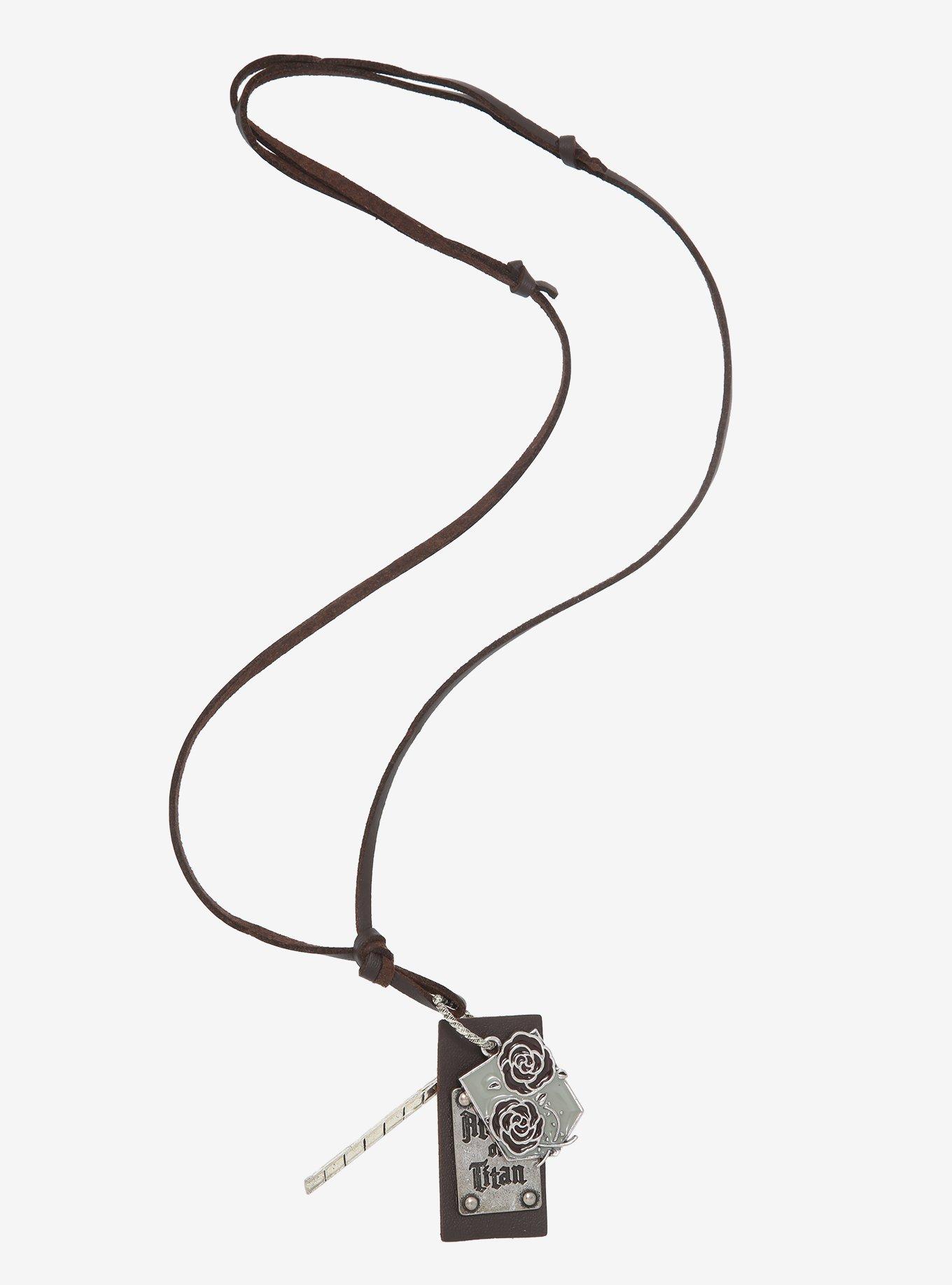 Attack On Titan Garrison Rose Emblem Multi Pendant Cord Necklace, , alternate