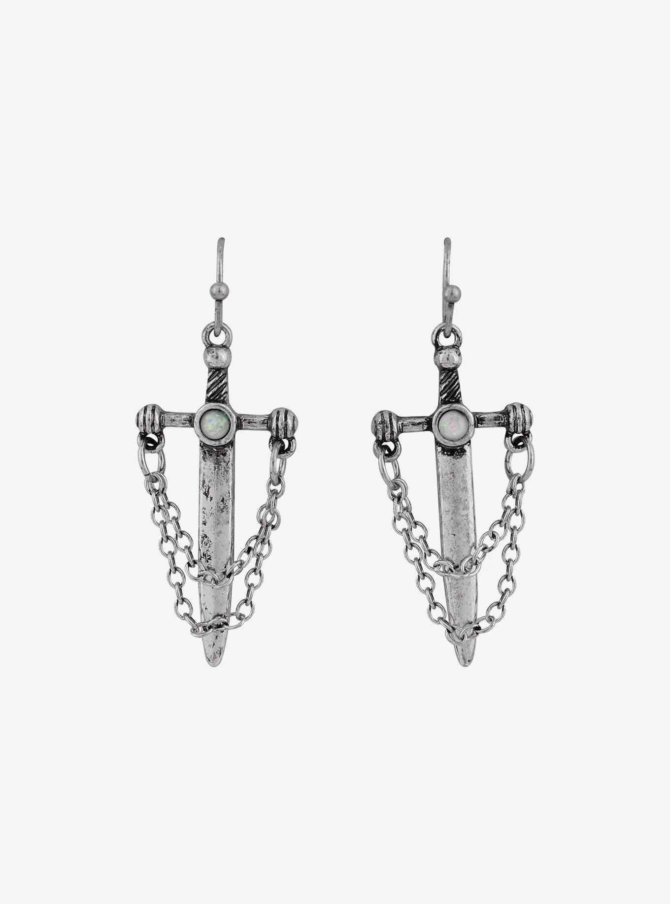 Mystical Sword & Chain Earrings, , alternate