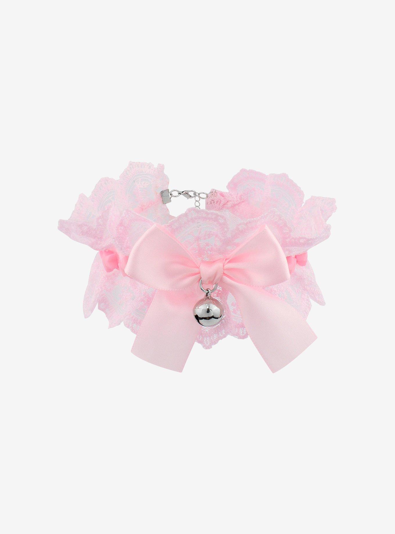 Pink Lace & Bell Choker, , alternate