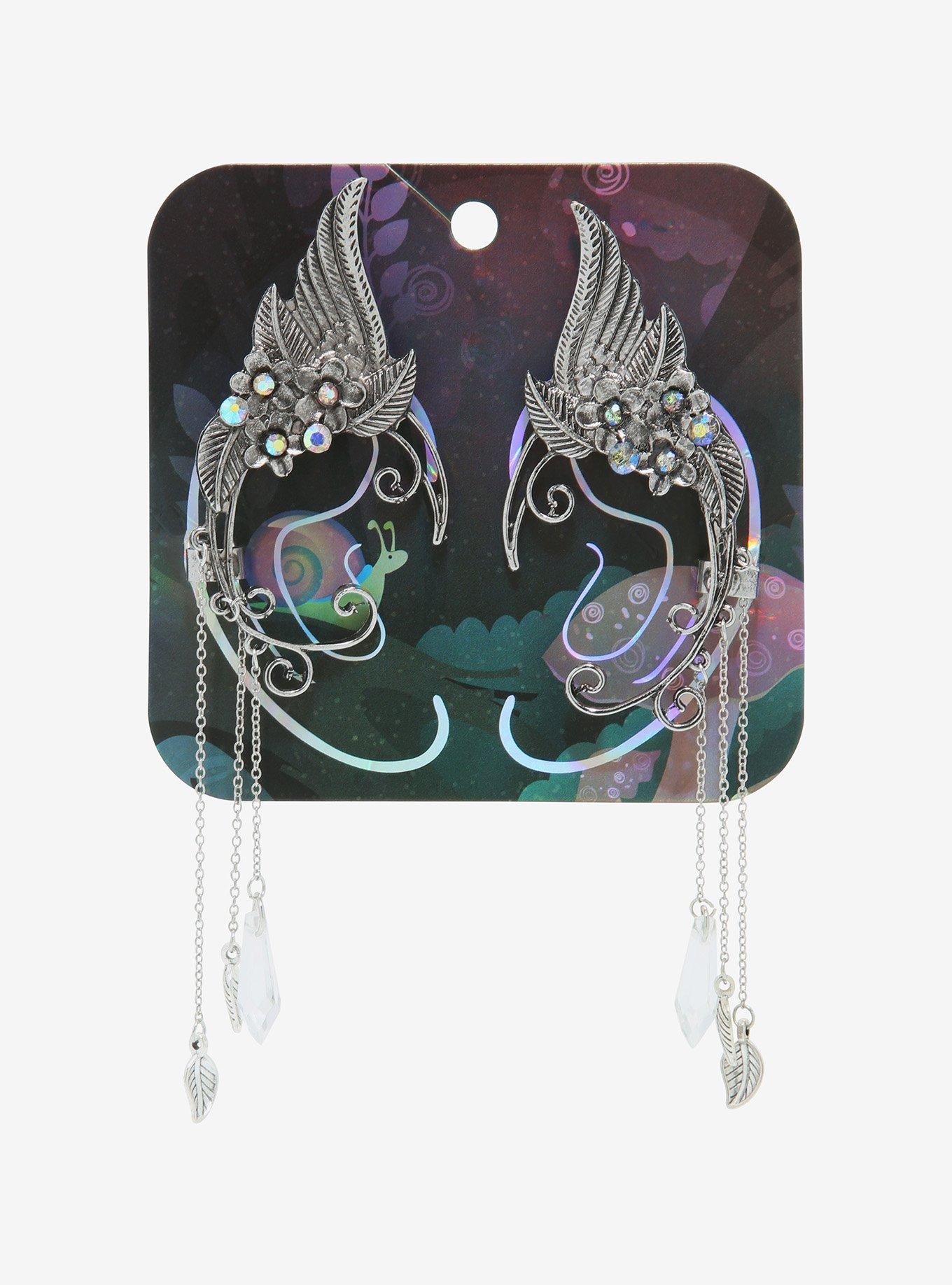 Floral Charms Winged Ear Cuff Set, , alternate