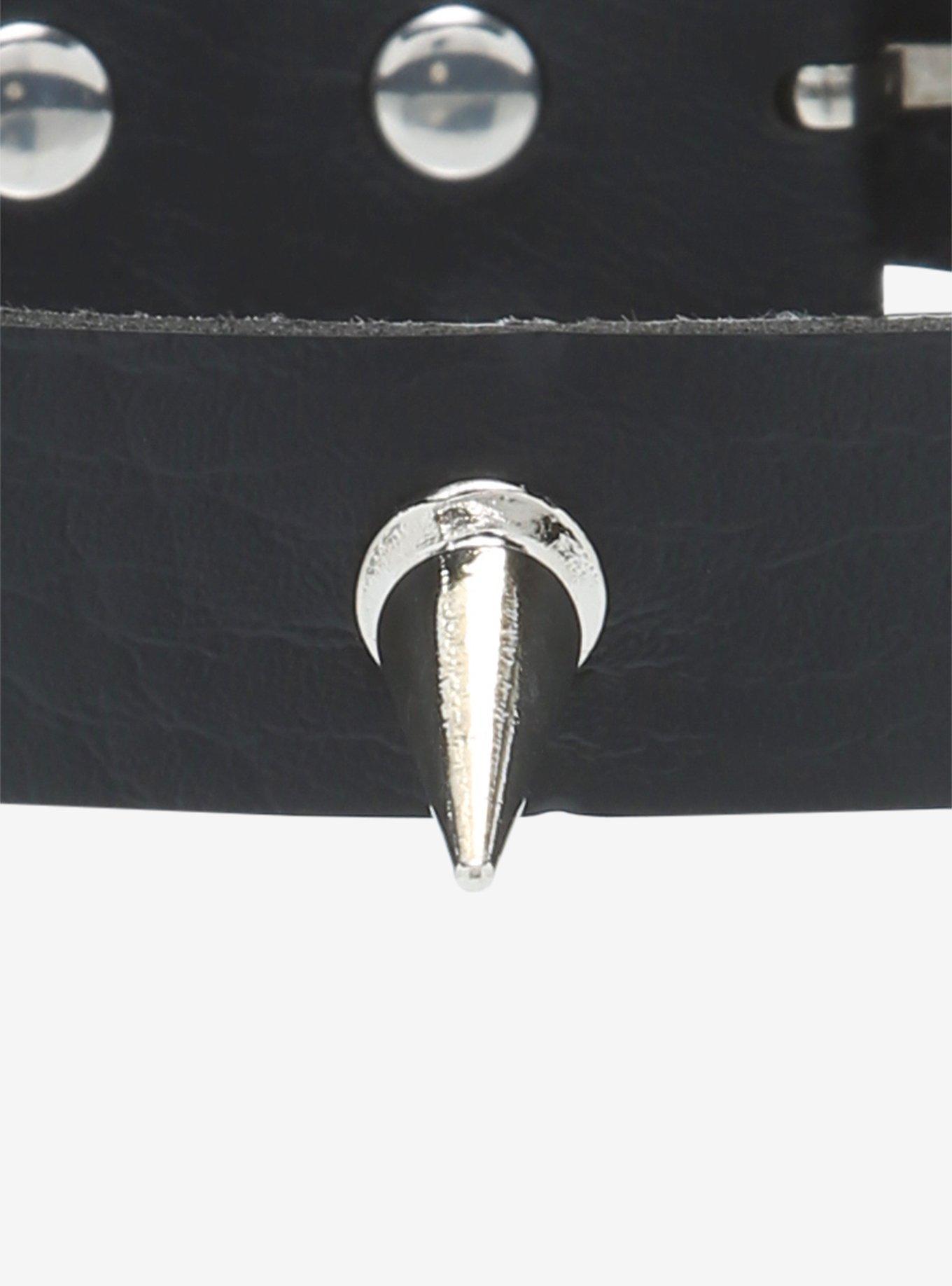Black Large Spike Choker, , alternate