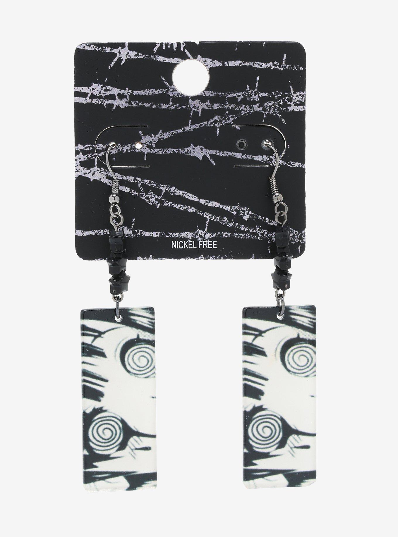 Anime Spiral Eyes & Stars Drop Earrings, , alternate