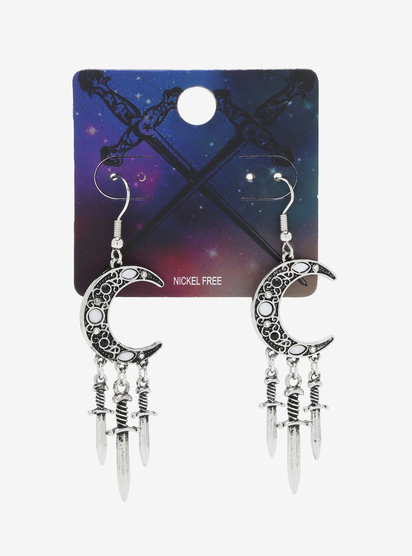 Moon & Dagger Drop Earrings, , alternate