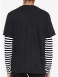 Black & White Stripe Sleeve With Straps Twofer Long-Sleeve T-Shirt, BLACK, alternate