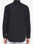 Black Strap & Chain Long-Sleeve Woven Button-Up, BLACK, alternate
