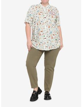 Her Universe Walt Disney World 50th Anniversary Attractions Map Woven Button-Up Plus Size, , hi-res
