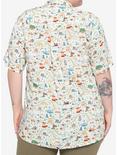Her Universe Walt Disney World 50th Anniversary Attractions Map Woven Button-Up Plus Size, MULTI, alternate