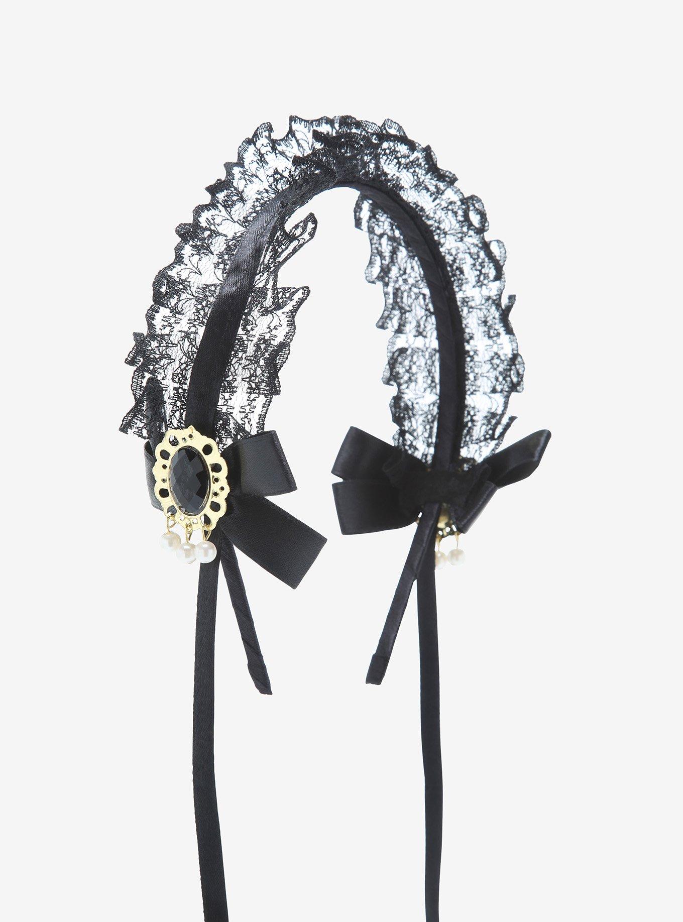 Black Lace Charm Headband, , alternate