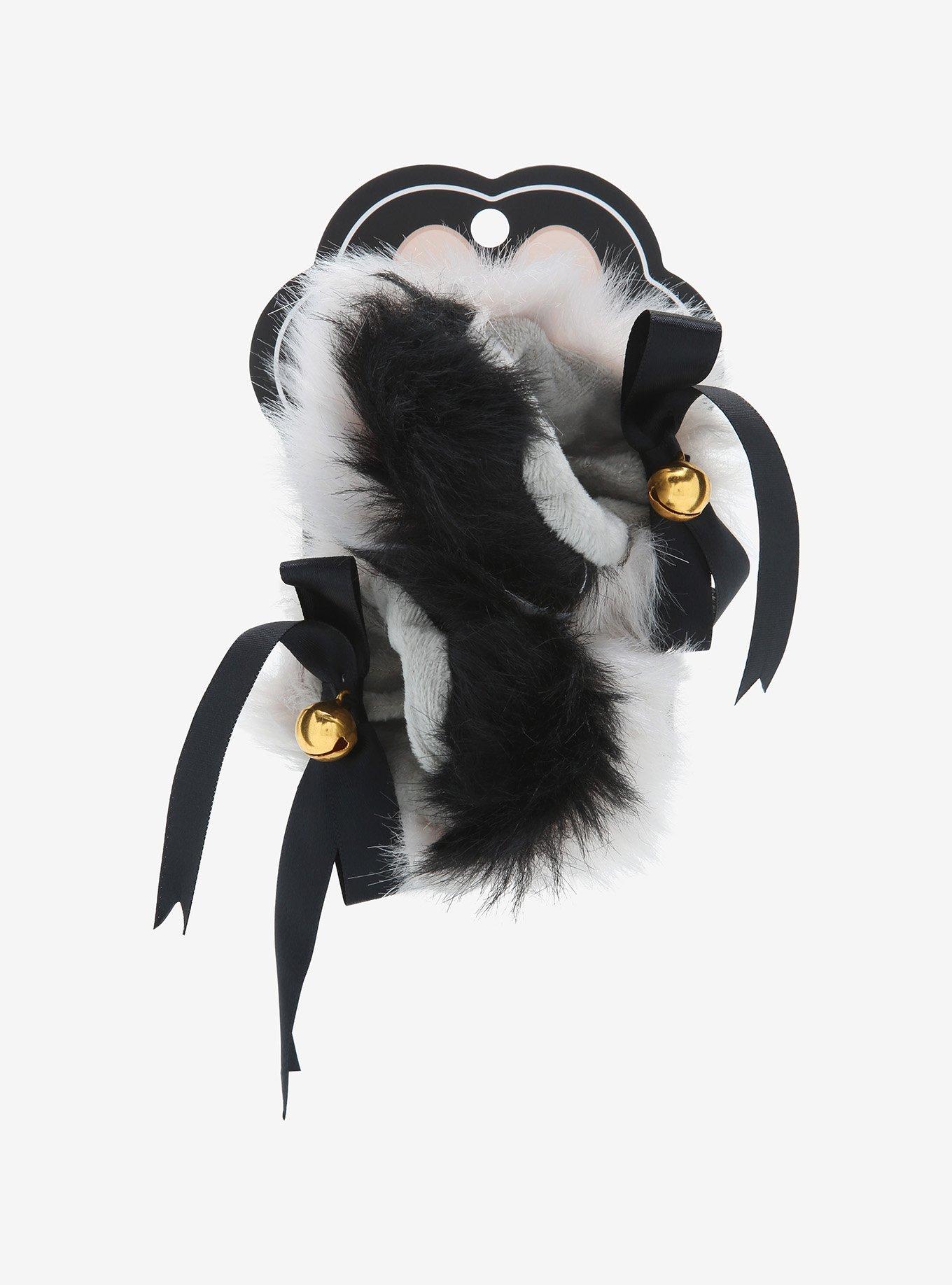 Black & Grey Fuzzy Cat Ear Hair Clip Set, , alternate