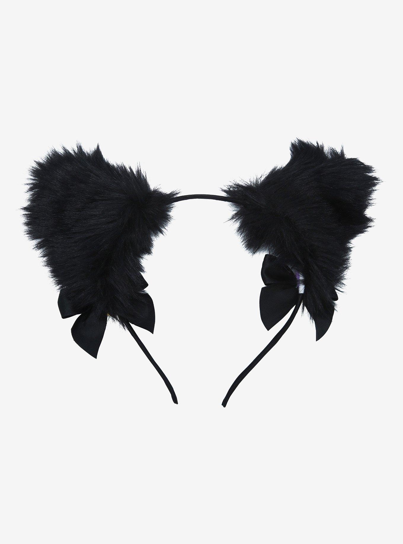 Black & Purple Cat Ear Headband, , alternate