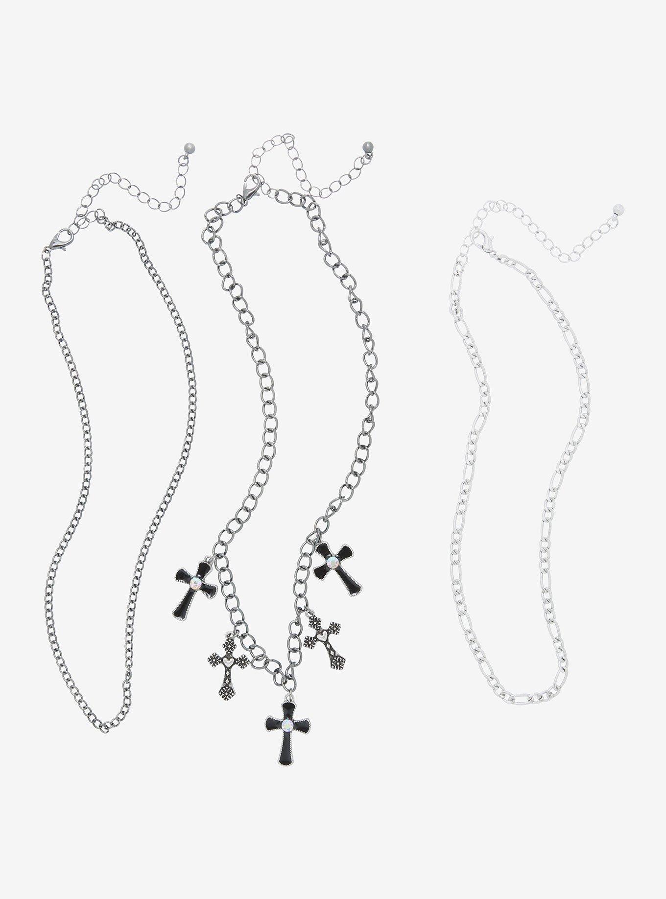 Cross Charms Chain Necklace Set, , alternate