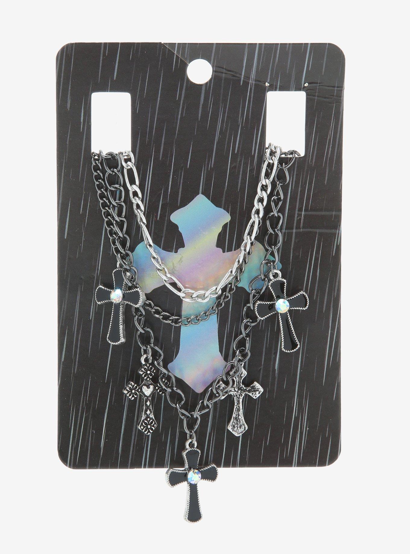 Cross Charms Chain Necklace Set, , alternate