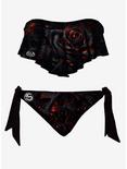 Burnt Rose Flounce Bandeau Bikini Set, BLACK, alternate