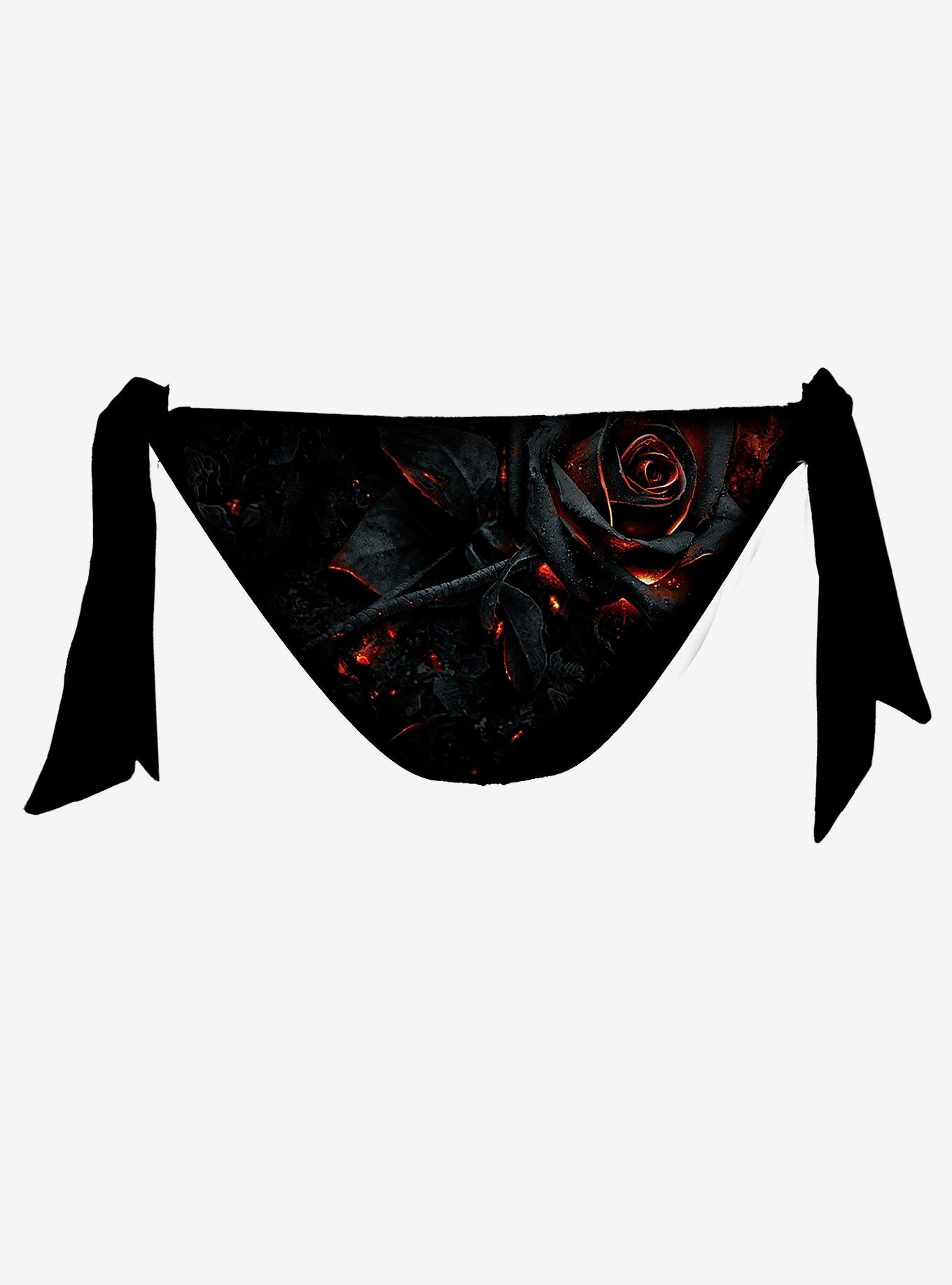 Burnt Rose Flounce Bandeau Bikini Set, BLACK, alternate