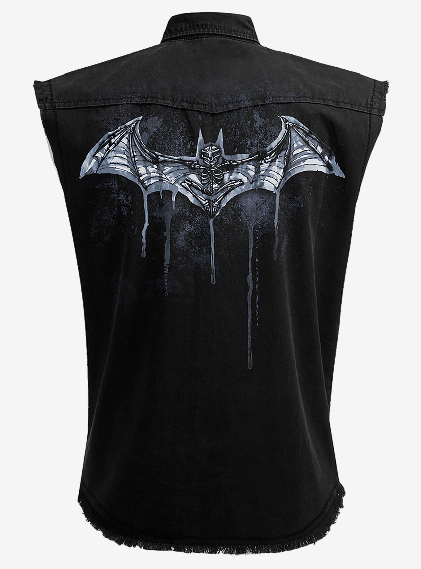 DC Comics Batman Nocturnal Sleeveless Woven Button-Up, BLACK, alternate