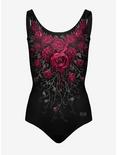 Dark Roses Scoop Back Swimsuit, BLACK, alternate