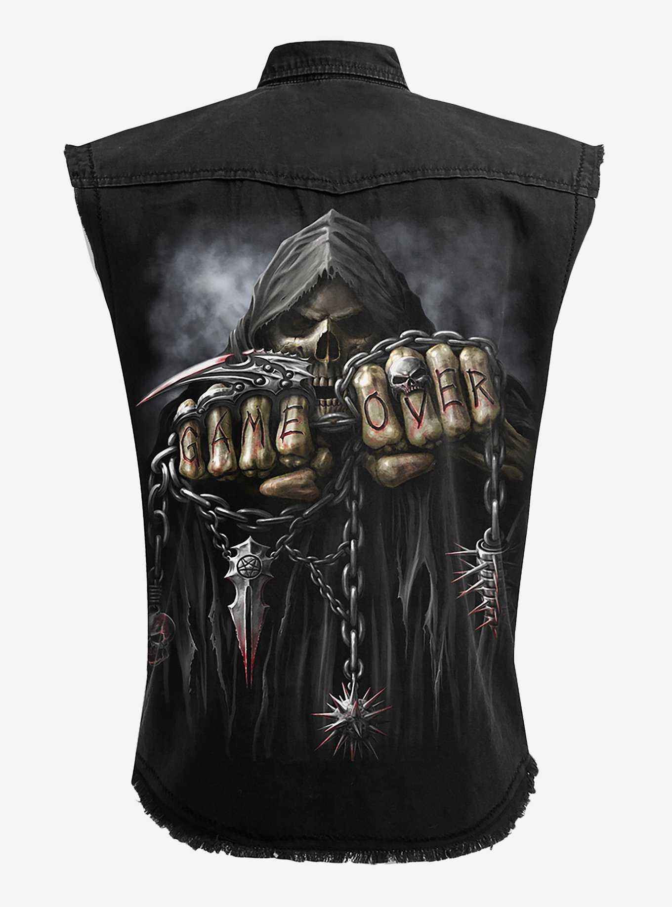 Game Over Sleeveless Woven Button-Up, , hi-res