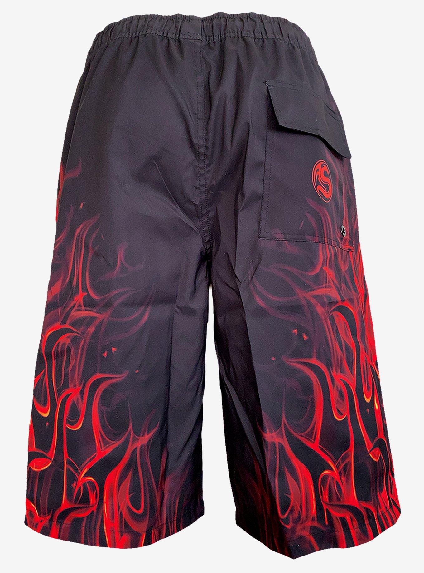 Skull Fire Swim Trunks, BLACK, alternate