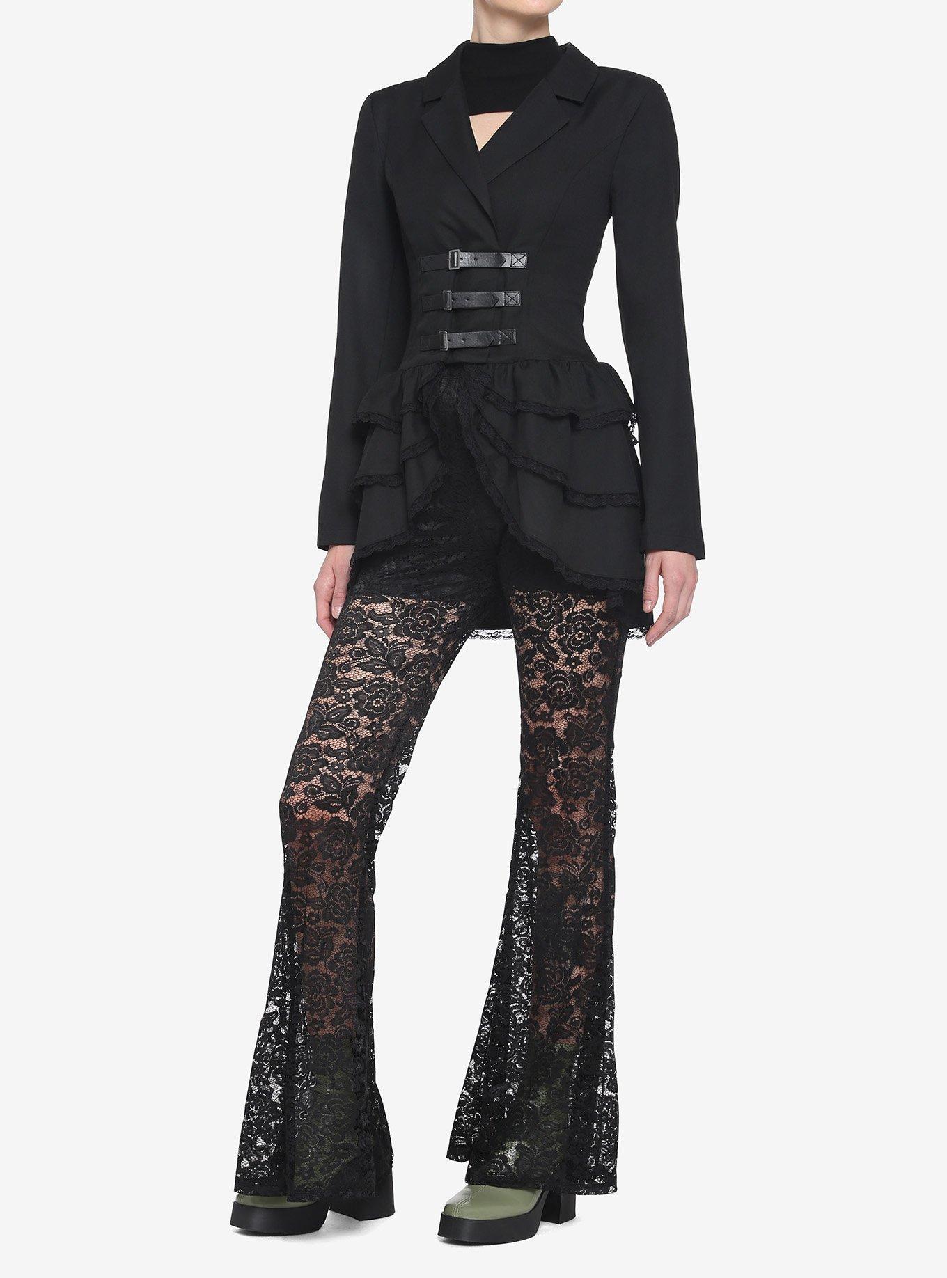 Black Steampunk Ruffle Girls Jacket, BLACK, alternate