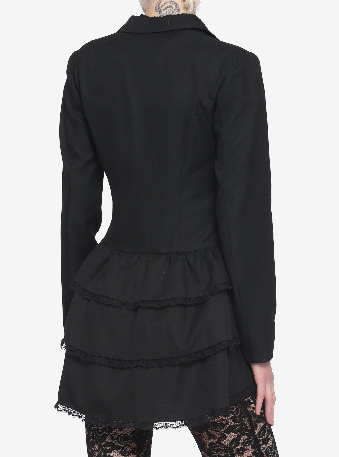 Black Steampunk Ruffle Girls Jacket, BLACK, alternate