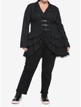 Black Steampunk Ruffle Girls Jacket Plus Size, BLACK, alternate