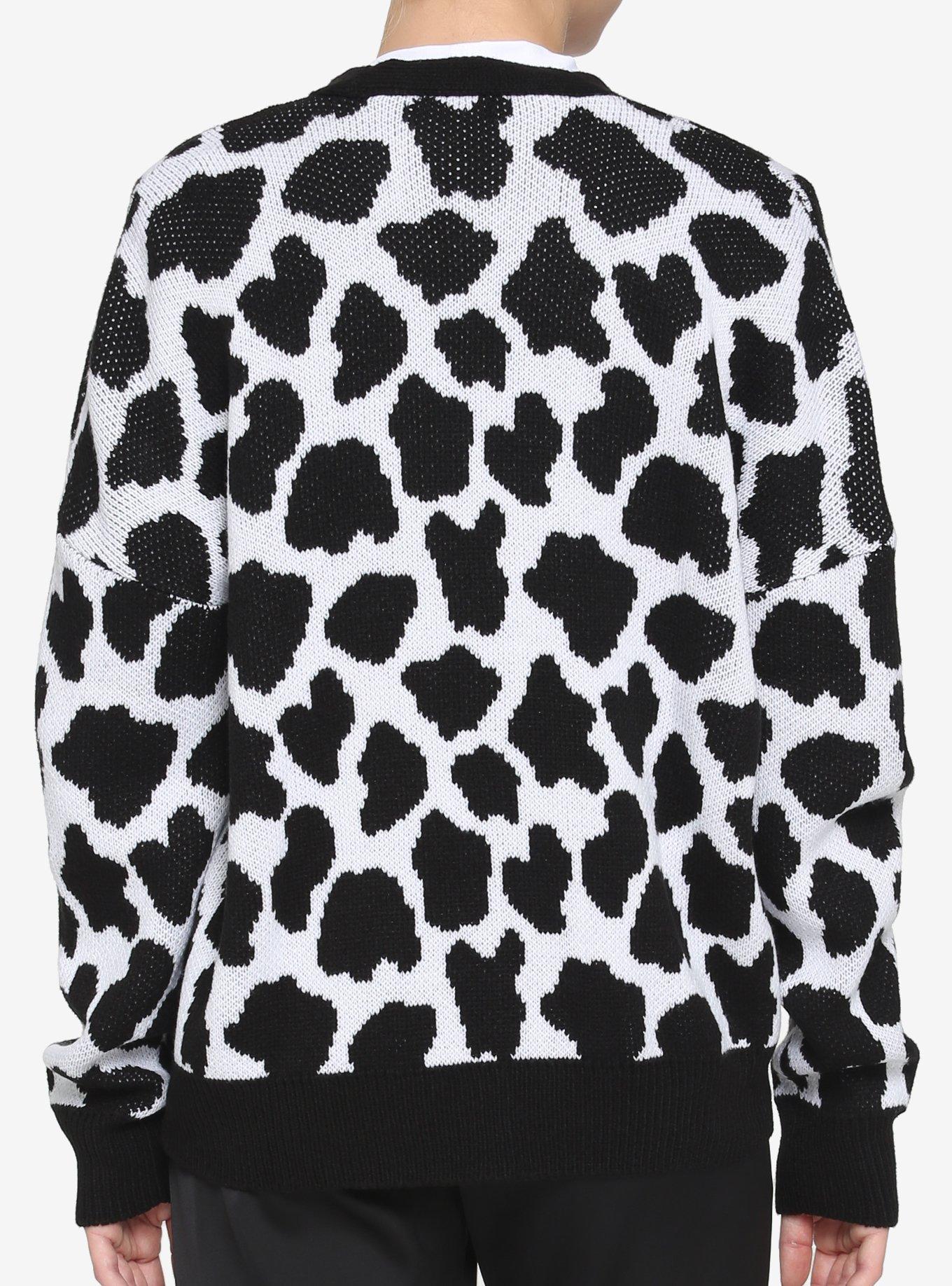 Cow Pattern Button-Front Girls Cardigan, MULTI, alternate