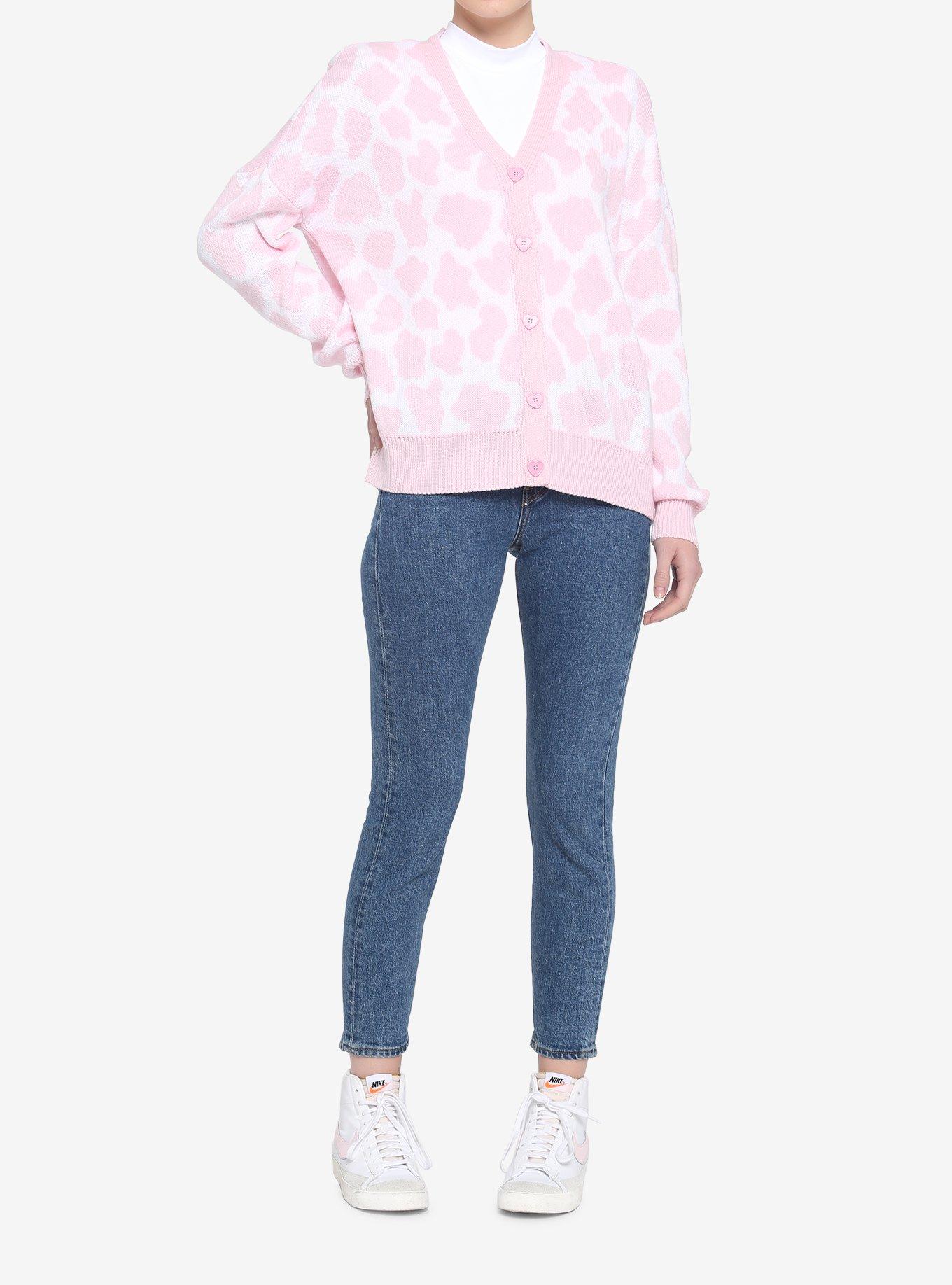 Pink Cow Print Girls Cardigan, MULTI, alternate