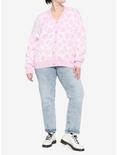 Pink Cow Print Girls Cardigan Plus Size, MULTI, alternate