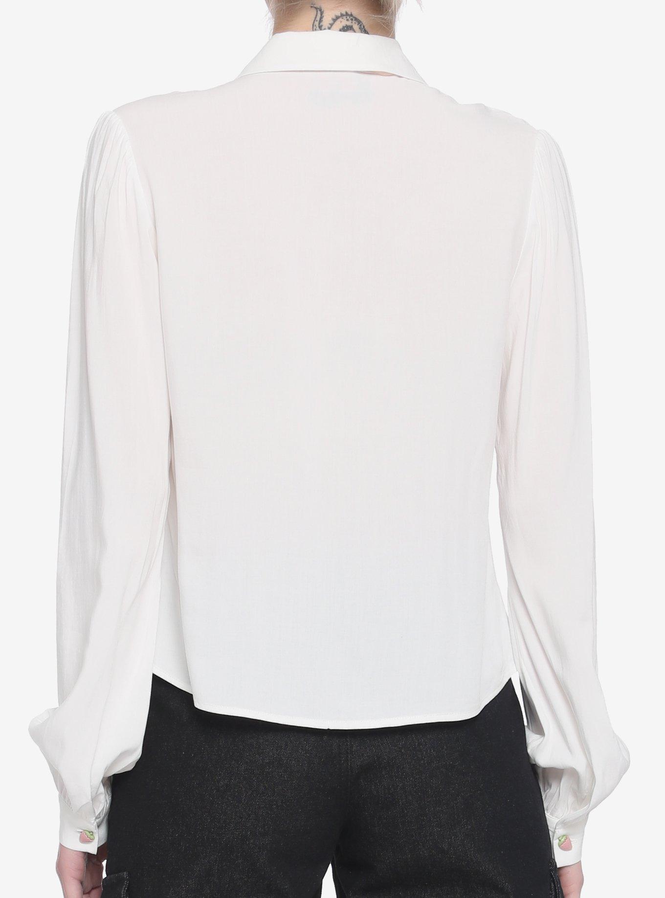 Strawberry Button-Front Girls Woven Top, IVORY, alternate